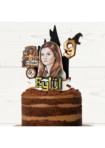 Harry Potter Ginny Temalı Kız Çocuk Doğum Günü Isme Özel 3D Pasta Üstü Süsü Cake Topper