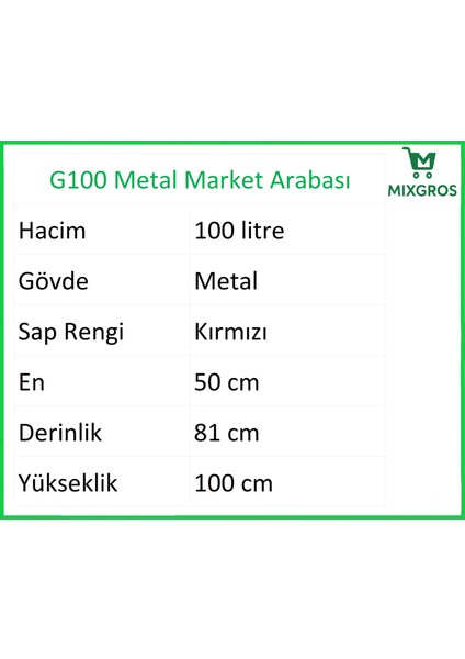 G100 Metal Market Alışveriş Arabası 100 Litre fiyatları