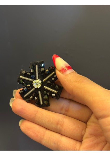 Siyah Boncuk Işleme Arma Dikiş Aksesuarı 5x5 cm modelleri