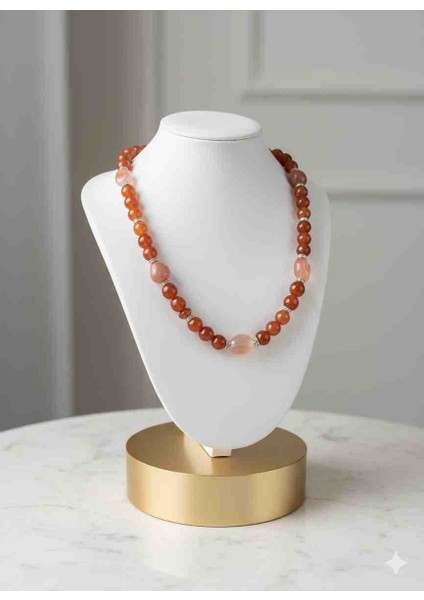 Akik Taşlı Doğaltaş Kolye