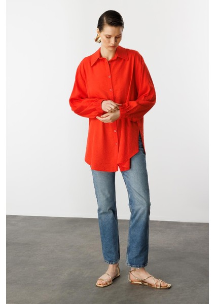 Kolları Lastikli Uzun Gömlek-Oranje modelleri