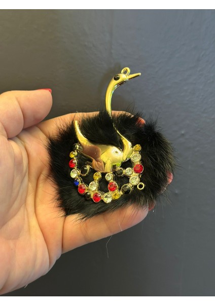 Çelik Zirkon Taşlı Tüğlü Kuğu Broş Yaka Iğnesi 10X8 cm fiyatları