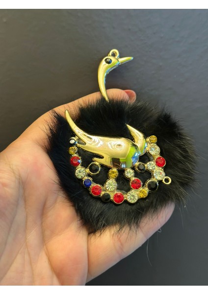 Çelik Zirkon Taşlı Tüğlü Kuğu Broş Yaka Iğnesi 10X8 cm fırsatları