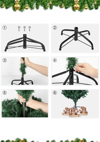 Enenstyle Fashıon Boutıque Süsleme Seti Yılbaşı Çam Ağacı Renkli Işığı ve Yeni Yıl Süsleri Noel Paketi 90 cm 80 Dal indirimleri