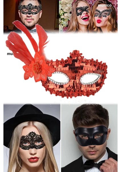 3 Adet Şık Kırmızı Maske – Tüylü ve Pullu Tasarım, Yetişkin Uyumu | Karnaval ve Sahne Performans indirimleri