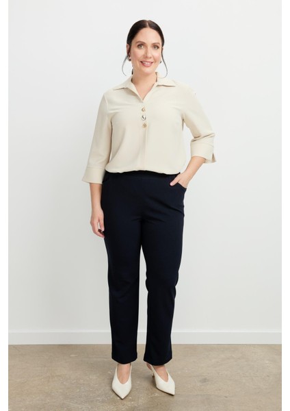 Büyük Beden Arkası Cepli Pantolon-Lacı