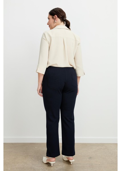 Büyük Beden Arkası Cepli Pantolon-Lacı