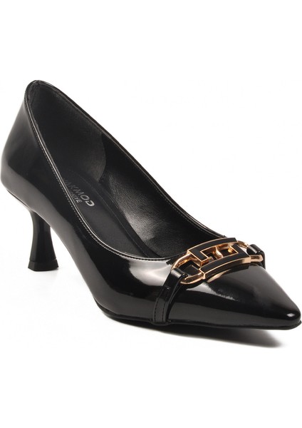 Siyah Rugan Ince Kısa Topuklu Kadın Abiye Ayakkabı 695029 Z fiyatları