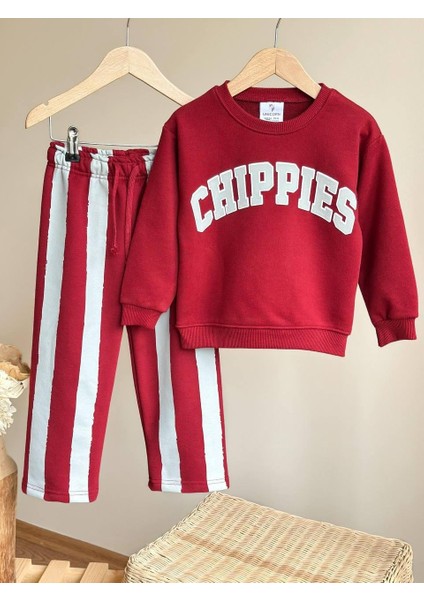 Chippies Kabartma Baskılı Kız - Erkek Çocuk 3 Iplik Alt Üst Takım Süper Kalite Fırçalı Kumaş Çizgili Detay Eşofman fiyatları