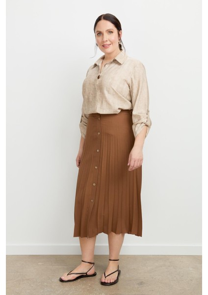 Büyük Beden Kristal Uzun Etek-A.kahve fırsatları