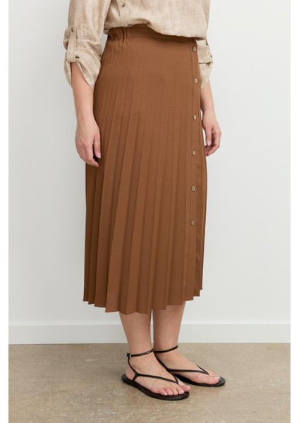 Büyük Beden Kristal Uzun Etek-A.kahve