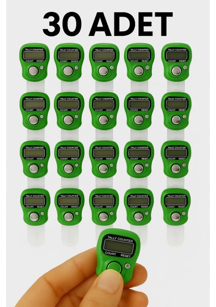 30 Adet Yeşil – Dijital Parmak Tipi Yüzük Tesbih, Namaz Zikir Sayacı