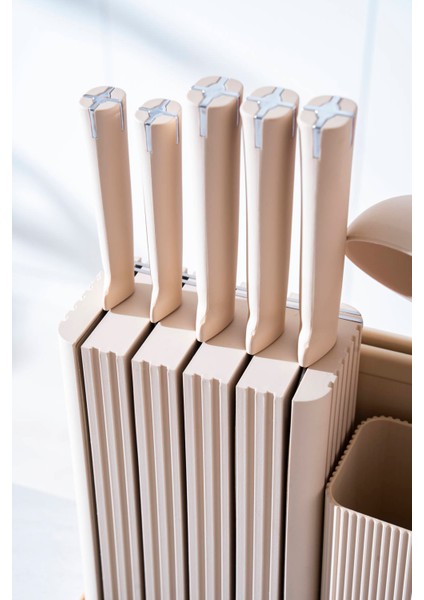 Cooper 14 Parça Standlı Kesme Tahtası Servis ve Bıçak Seti fırsatları