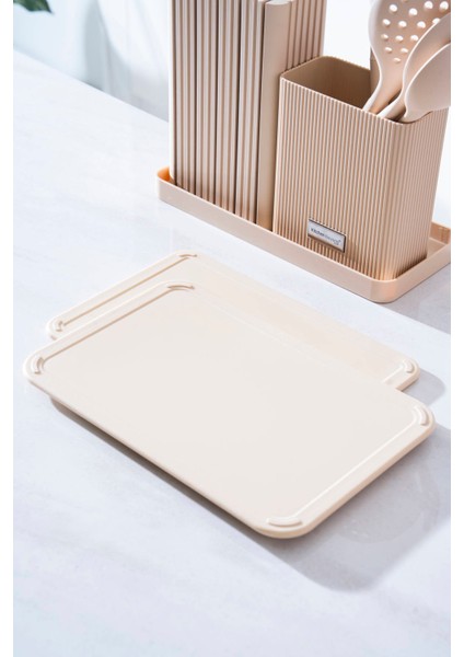 Cooper 14 Parça Standlı Kesme Tahtası Servis ve Bıçak Seti