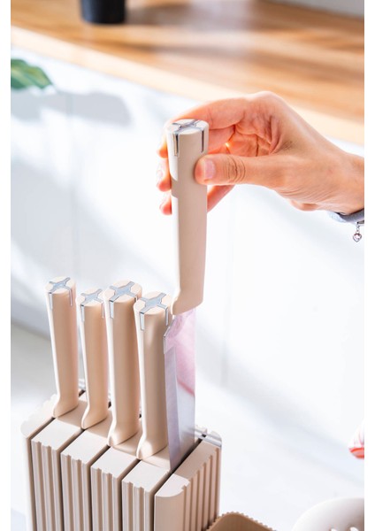 Cooper 14 Parça Standlı Kesme Tahtası Servis ve Bıçak Seti