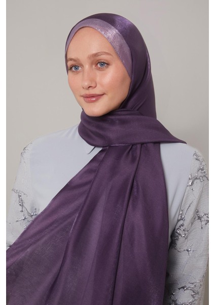 Mor Şerit Desen Kehribar Şal