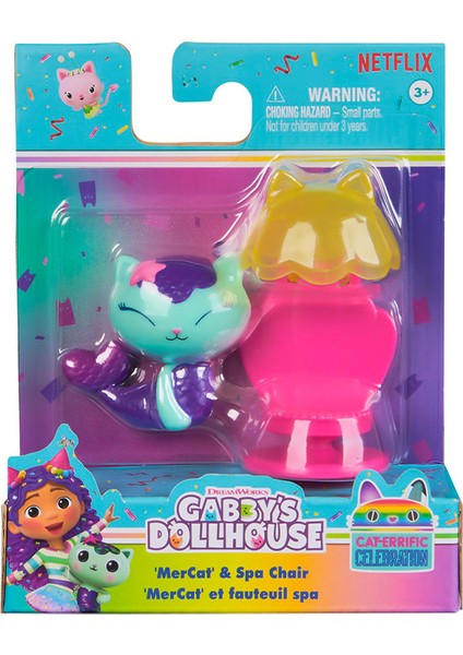 Gabbys Dollhouse Mercat And Spa Chair Mini Figür ve Aksesuar Seti 20149928