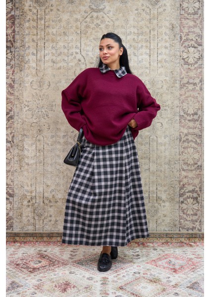 Bordo Salaş Triko Kazak modelleri