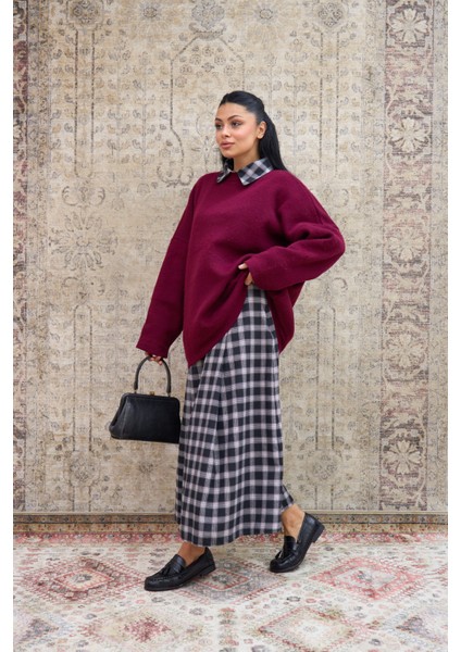 Bordo Salaş Triko Kazak