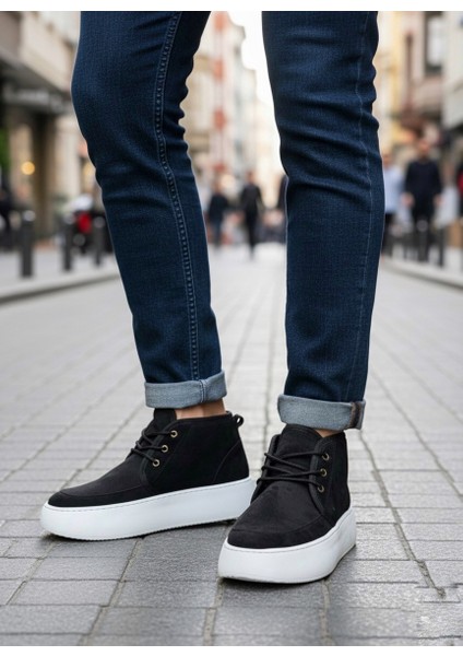 ET0550 İçi Kürklü Bağcıklı Siyah Erkek Tarz Spor Bot