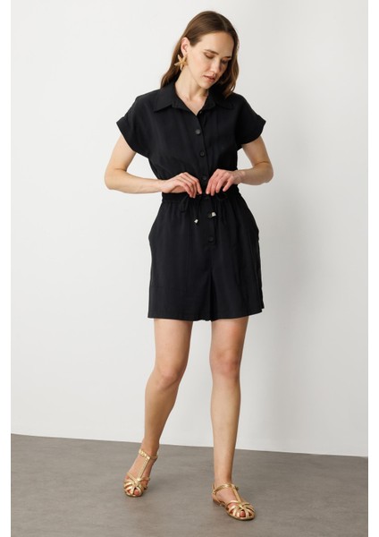 Beli Lastikli Kısa Tulum-Siyah fiyatları