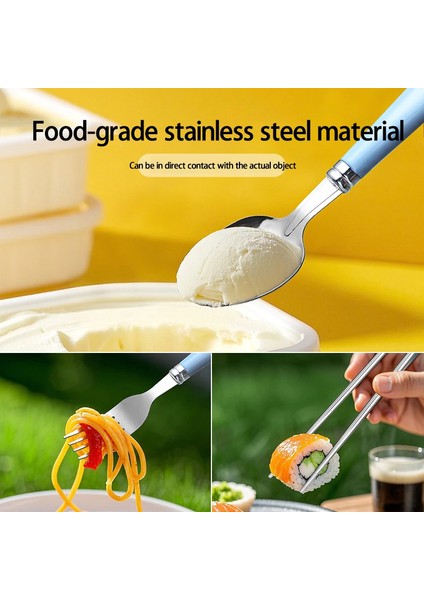 Mavi Premium Çocuk Paslanmaz Çelik Çatal-Kaşık ve Çubuk Set, 5 Parça (24+ Ay) fırsatları