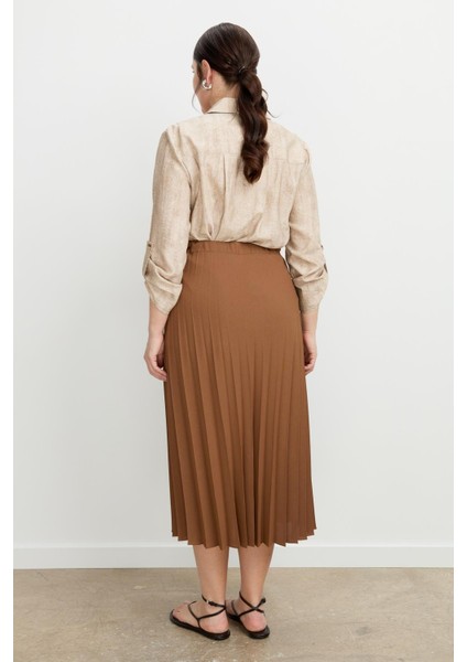 Büyük Beden Kristal Uzun Etek-A.kahve