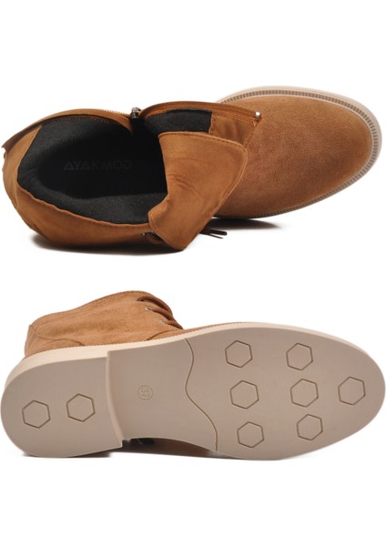 Taba Süet Bağcıklı Fermuarlı Kaymaz Kadın Bot 284098 Z indirimleri