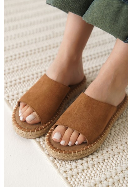 Modaserdem Grey Süet Taba Kadın Terlik