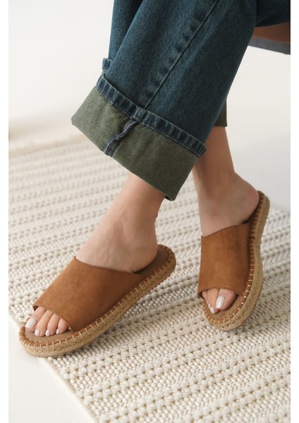 Modaserdem Grey Süet Taba Kadın Terlik modelleri