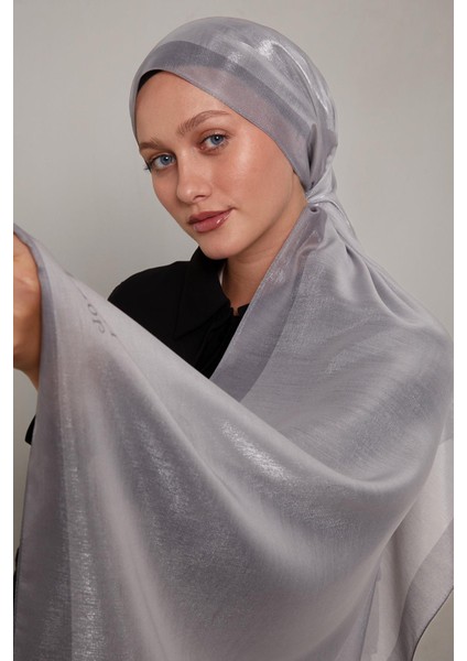 Gümüş Şerit Desen Kehribar Şal