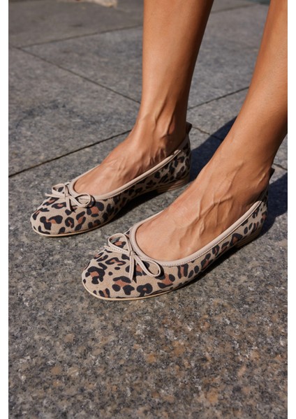 Campo Kadın Bej Leopar Gercek Deri Pisi Babet modelleri