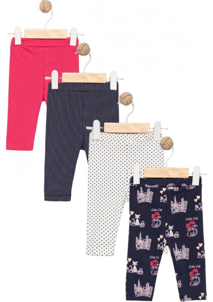 Kız Bebek 4’lü Likralı Pamuklu (6-24 Ay) Lastikli Bel Renkli Desenli Yumuşak Tayt fiyatları