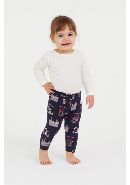 Kız Bebek 4’lü Likralı Pamuklu (6-24 Ay) Lastikli Bel Renkli Desenli Yumuşak Tayt modelleri