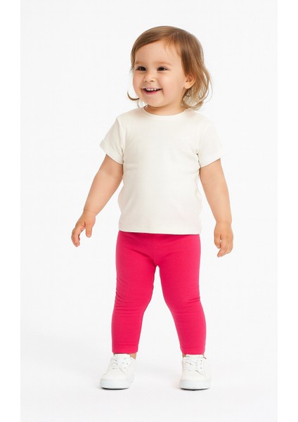 Kız Bebek 4’lü Likralı Pamuklu (6-24 Ay) Lastikli Bel Renkli Desenli Yumuşak Tayt fırsatları