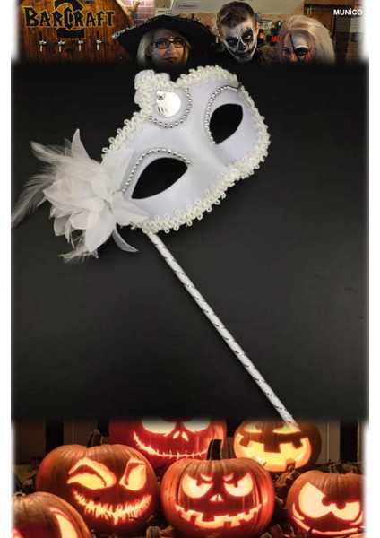 2 Adet Tutmalı Beyaz Maske – Işıltılı Yüzey, Standart Ölçü | Doğum Günü ve Düğün Fotoğrafları Için fiyatları