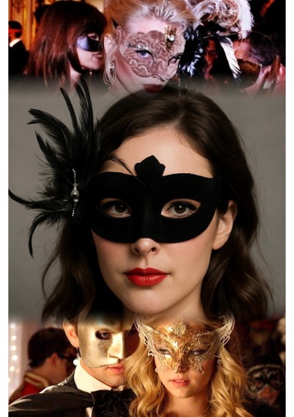 2 Adet Yandan Tüylü Siyah Maske – Süet Kumaşlı, Beyaz Inci Detaylı | Kostüm ve Parti Için Şık Tasarım fırsatları