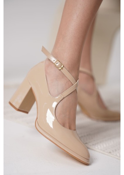Modaserdem Cali Nude Rugan Kadın Topuklu Ayakkabı indirimleri