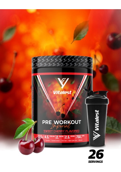 Vitalest Pre Workout 468G. 26 Servis Kiraz