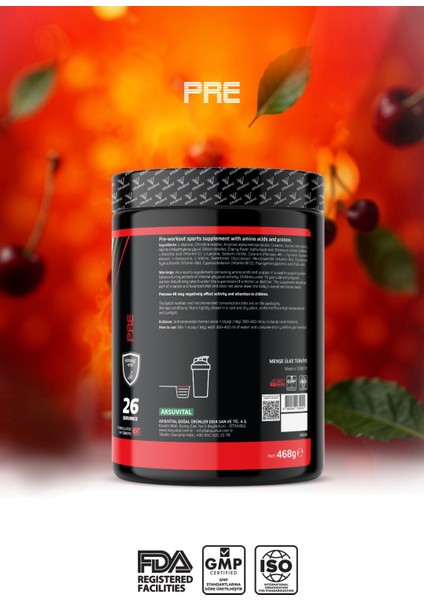 Vitalest Pre Workout 468G. 26 Servis Kiraz fiyatları