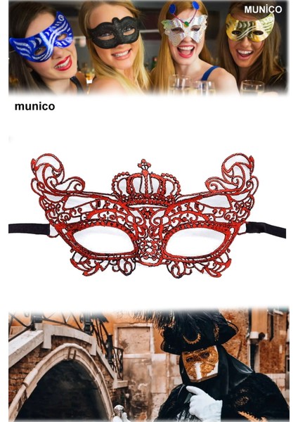 3 Adet Dantel Örgü Kırmızı Maske – Konforlu ve Zarif Tasarım | Bride ve After Parti Için Ideal fiyatları