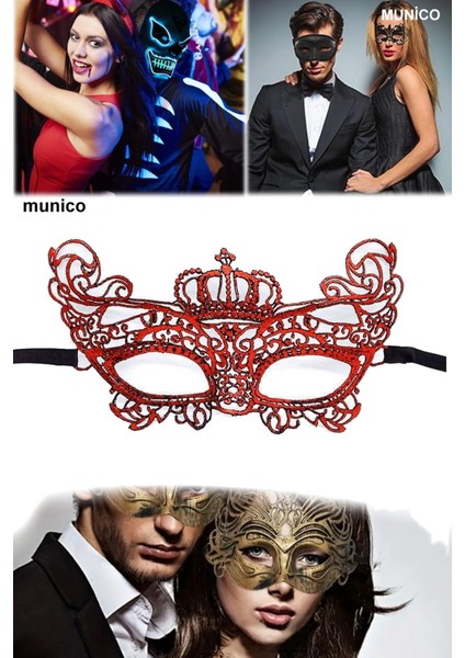 3 Adet Dantel Örgü Kırmızı Maske – Konforlu ve Zarif Tasarım | Bride ve After Parti Için Ideal indirimleri