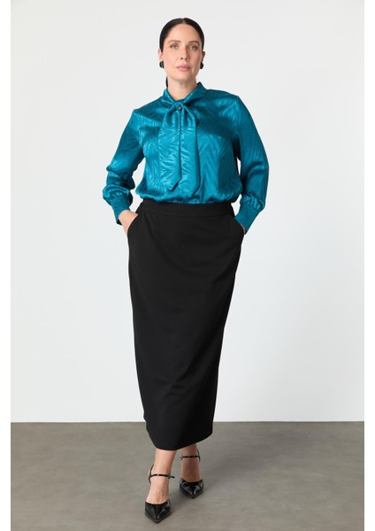 Büyük Beden Krep Etek-Siyah fiyatları