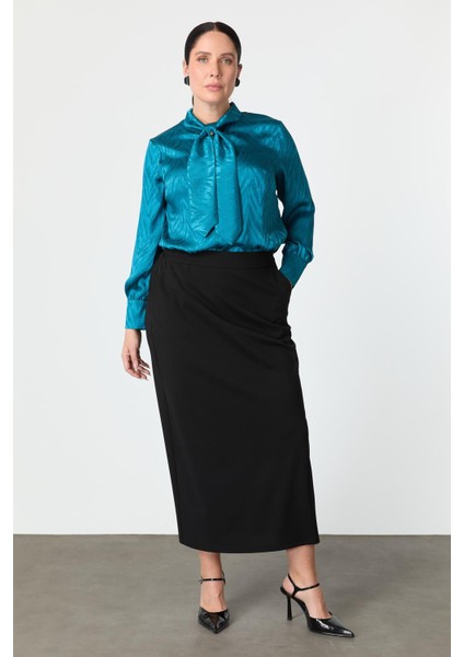 Büyük Beden Krep Etek-Siyah modelleri