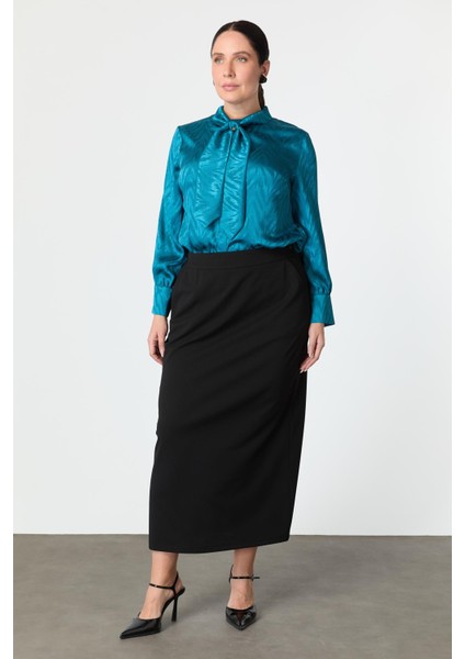 Büyük Beden Krep Etek-Siyah fırsatları