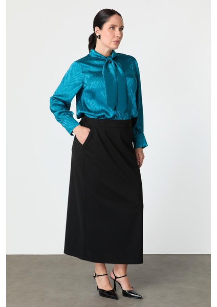 Büyük Beden Krep Etek-Siyah indirimleri