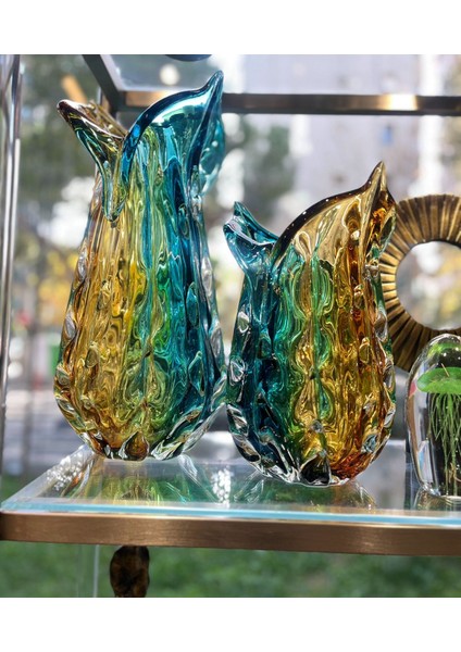 Amber Yeşil Cam Vazo Ikili Set fırsatları