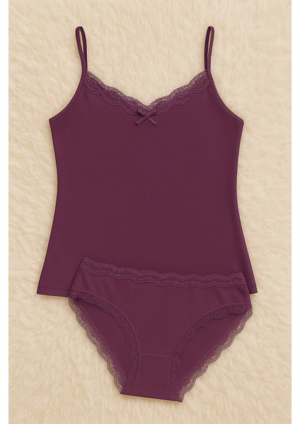 Kadın Giyim Dantel Detaylı 2'li Penye Takım LL.K63.O03.001