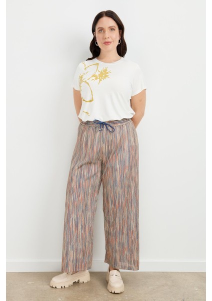 Büyük Beden Simli Örme Pantolon-Kırmızı modelleri