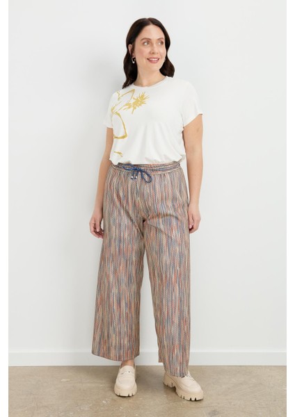 Büyük Beden Simli Örme Pantolon-Kırmızı indirimleri